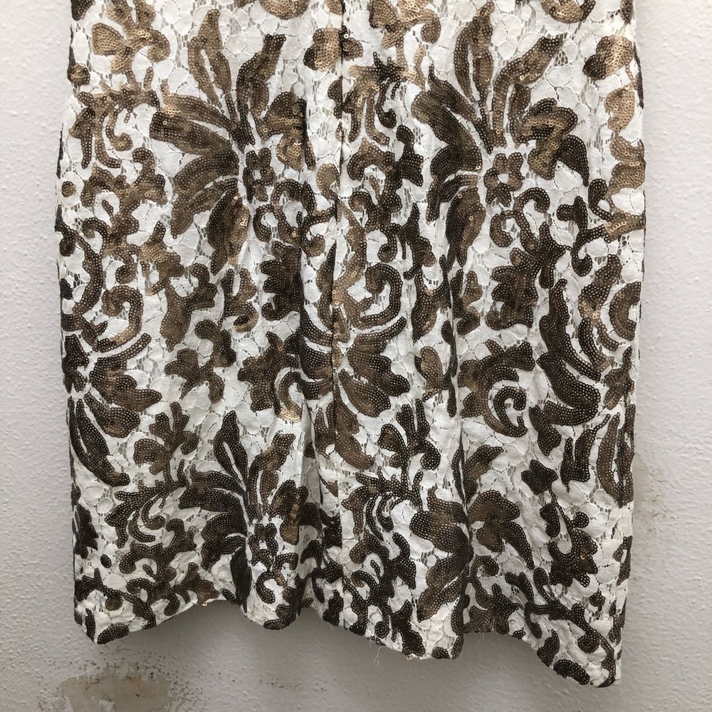 Lauren Ralph Lauren Sequin Sleeveless Evening Dress Women's Size 8 Gold/Cream - Picture 6 of 11